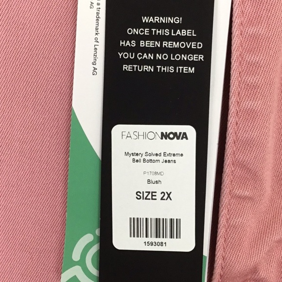 Fashion Nova Pink Flare Jeans Plus size 2X Distressed Extreme Bell Bottom NWT - Picture 6 of 11